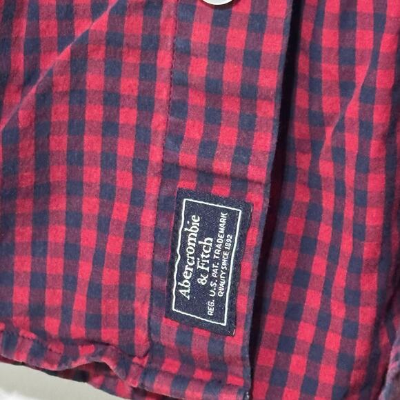 Abercrombie & Fitch Cotton Blend Shirt Med Plaid Check Outdoors Grunge Button Up - Picture 2 of 4